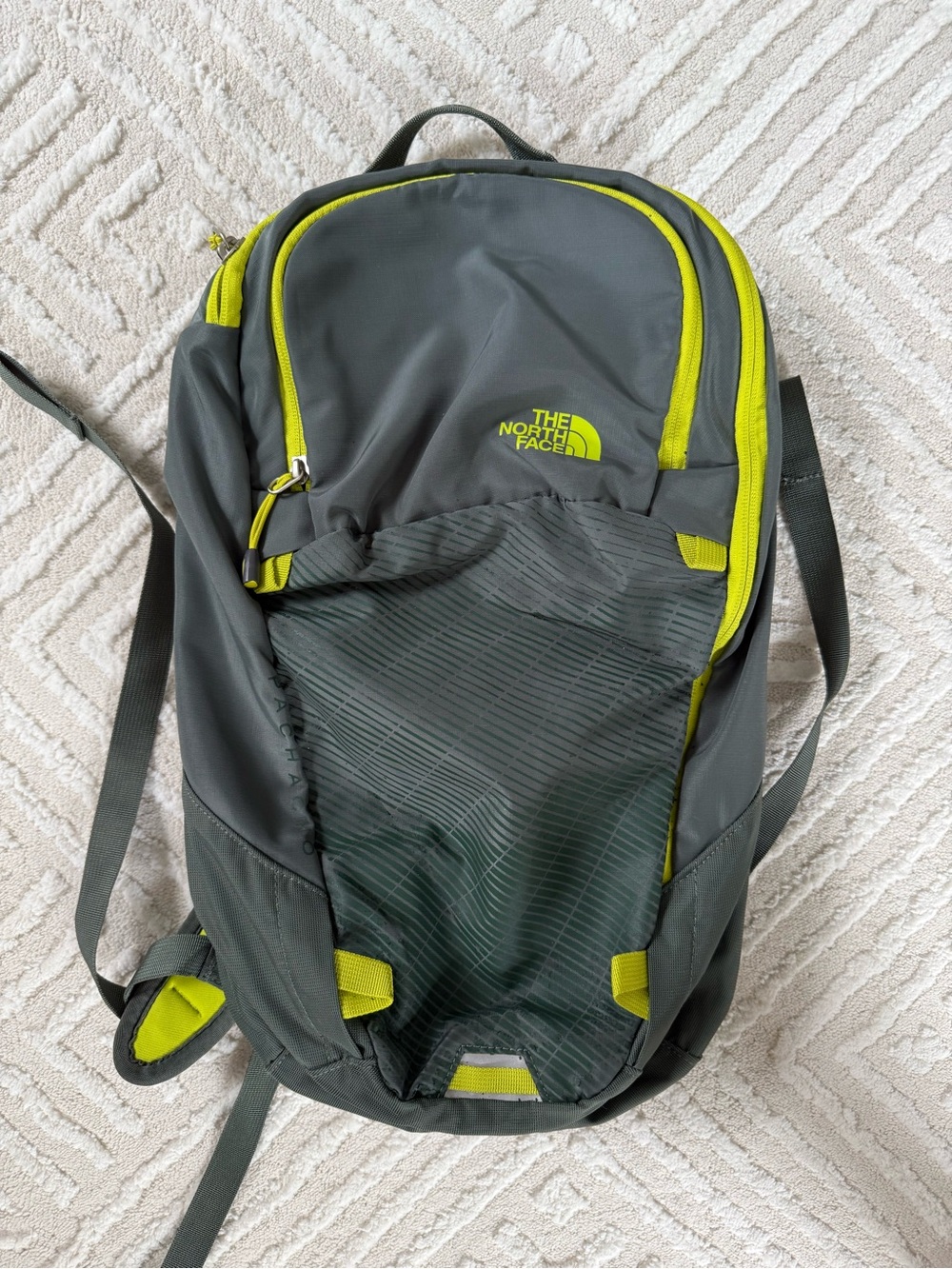 The North Face Gray & Lime Green Daypack/Hiking Backpack